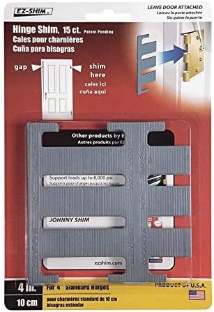 thumbnail interactive-video image 1 of EZ-Shim HS400BP 4 Inch Hinge Shims – Pack Of 15 – White Plastic Matte Finish 1 of 4