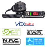 President Electronics Bill III FCC AM/FM CB Radio, Ultra-Compact with P Channels, NRC, Weather Channel, Scan Skip, ASC, VOX, USB Port, 7 Color Display