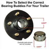 Bearing Buddy Wheel Bearing Protectors with Bra, Pair, Chrome, 2.047"
