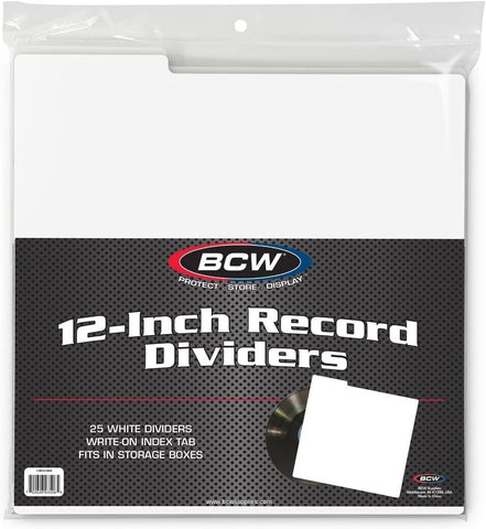 BCW 12" Record Dividers with Write On Tabs, Archival Quality, 25 Pack