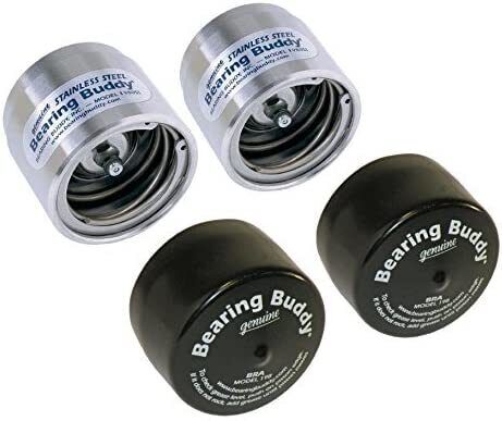 Bearing Buddy Wheel Bearing Protector, Stainless Steel, Pair with Bra, 1.980"