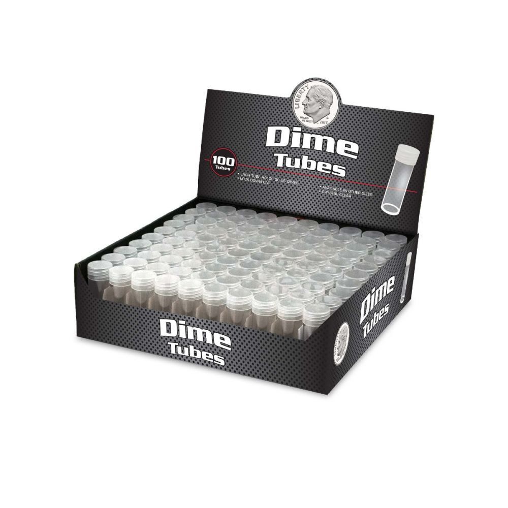 BCW Dime Tubes, 100 Tubes