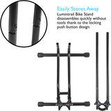 Lumintrail Bicycle Floor Parking Rack Stand for Mountain and Road Bike BS-7076-02-2 Adjustable Fit Up To 29" Wheels with Tire Width Up To 2.25", Push-On Design, Rubber Feet For Non-Slip