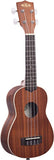 Kala Satin Mahogany Soprano Ukulele with White Binding, Brown