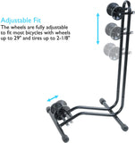 Lumintrail Bicycle Floor Parking Rack Stand for Mountain and Road Bike BS-7076-02-2 Adjustable Fit Up To 29" Wheels with Tire Width Up To 2.25", Push-On Design, Rubber Feet For Non-Slip