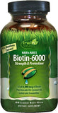 Irwin Naturals Biotin-6000 Supports Healthy Skin, Hair & Nails - Strength + Protection with High Potency 6000 mcg, Bamboo, Avocado, Coconut & More - Maximum Absorption - 60 Liquid Softgels
