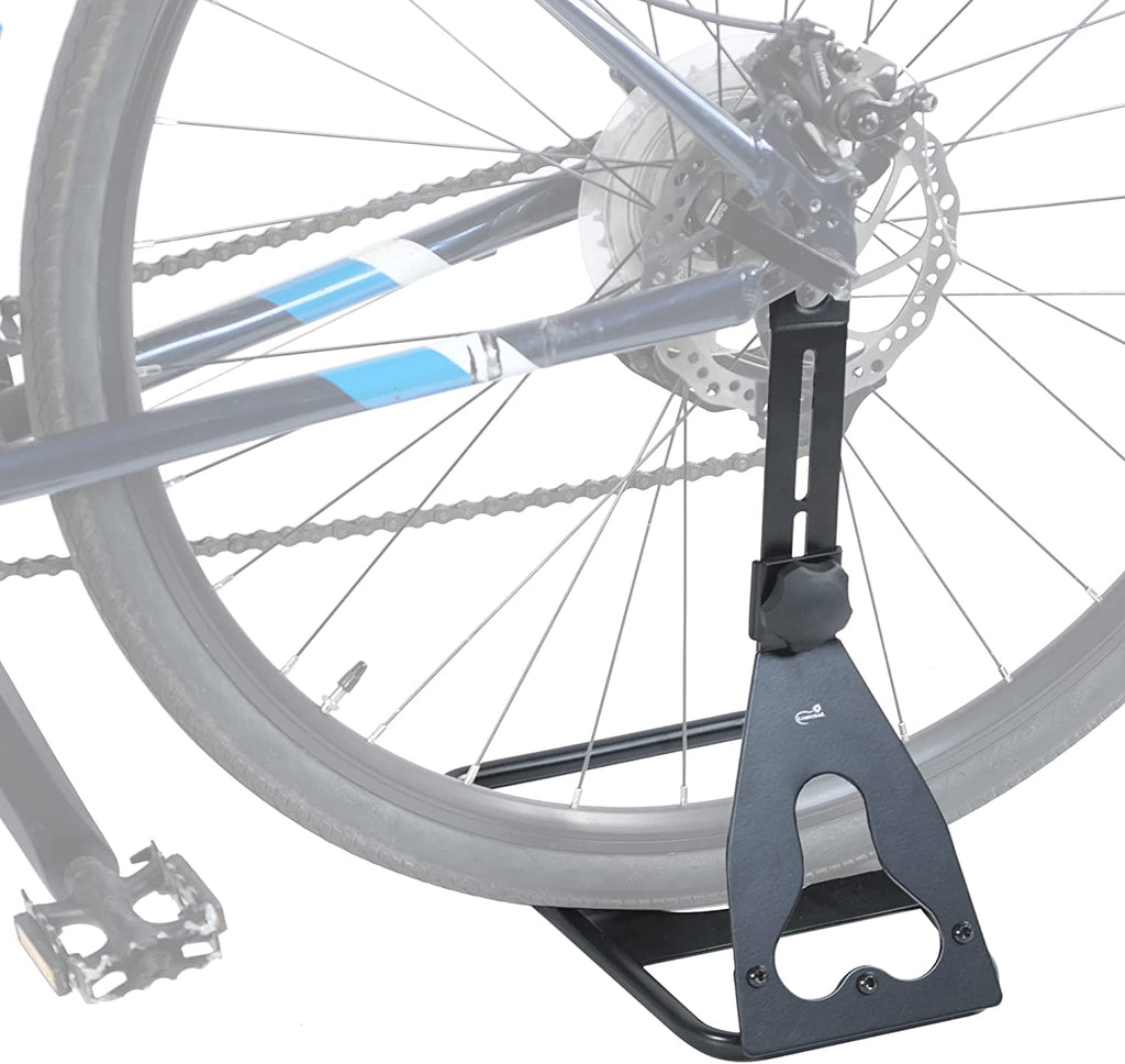 Lumintrail Bike Floor Hub Mount BS-7078-03-4 Rear Parking Rack Stand for Mountain and Road Bicycle, Adjustable Fit Up To 29" Wheels, Powder-Coated Steel, Tool-Free Adjustment, Non-Marring Rubber Sleeve