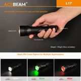 Acebeam L17 Tactical Flashlight with White, Green, Red LED Light, with USB Rechargeable 18650 Battery