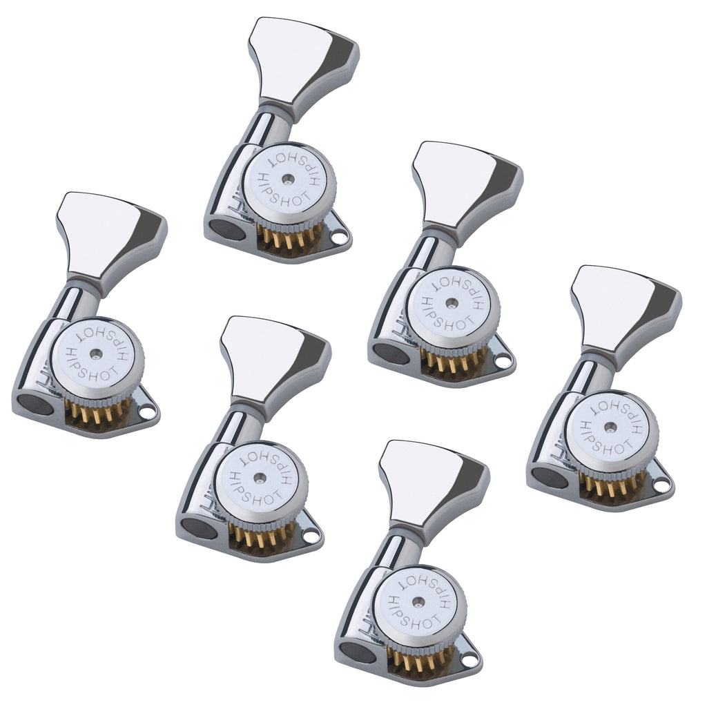 Hipshot Guitar Tuner Upgrade Kit 3+3 Headstock Grip-Lock Open - Chrome - 6K2GLOC