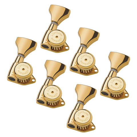 Hipshot Guitar Tuner Upgrade Kits (3+3 Headstocks) Grip-Lock Open Gold