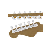 Hipshot Guitar Tuner Upgrade Kit 6 Inline Headstock Grip-Lock Open Bass Side Non Staggered - Chrome