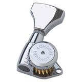 Hipshot Guitar Tuner Upgrade Kit 6 Inline Headstock Grip-Lock Open Bass Side Non Staggered - Chrome