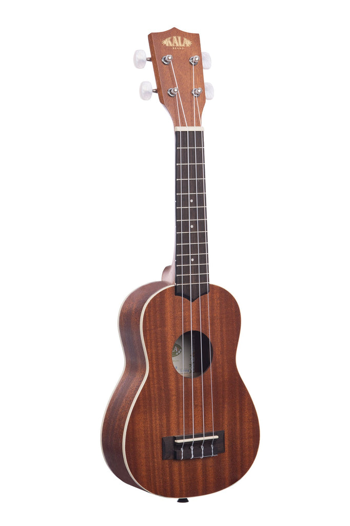 Kala Satin Mahogany Soprano Ukulele with White Binding, Brown