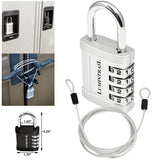 Padlock with Steel Security Cable and Set-Your-Own Combination