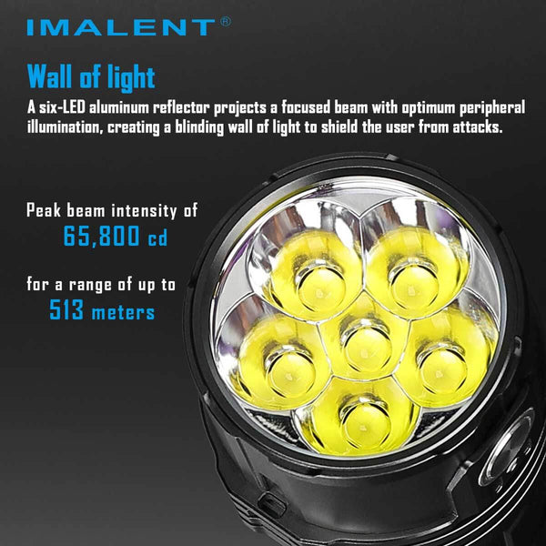 IMALENT Rechargeable LED Flashlight 25000 Lumens, with 3 x IMALENT Rechargeable LED Flashlight 25000 Lumens, with 3 x