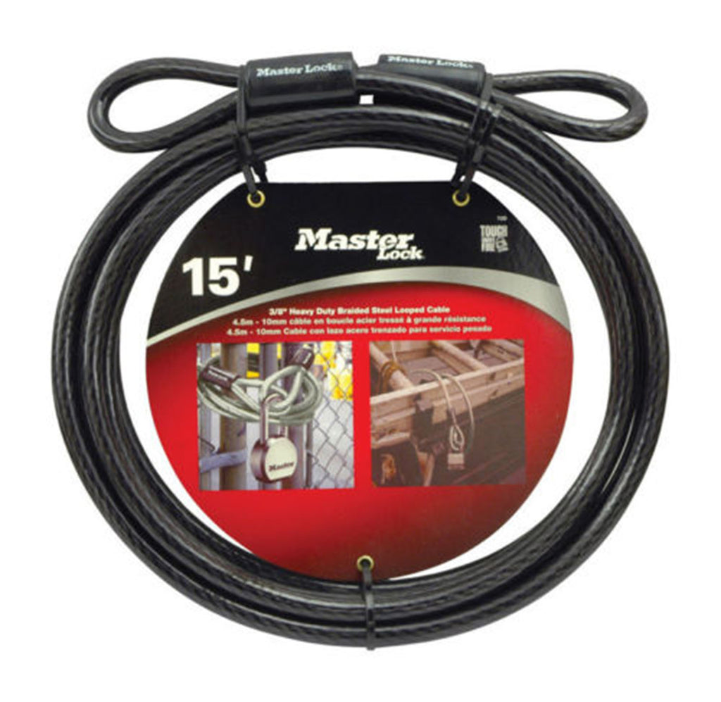 Master Lock 72PDF Heavy Duty 15ft Security Cable with Looped Ends