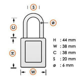 Master Lock 410RED Red Zenex Thermoplastic Safety Lockout Padlock