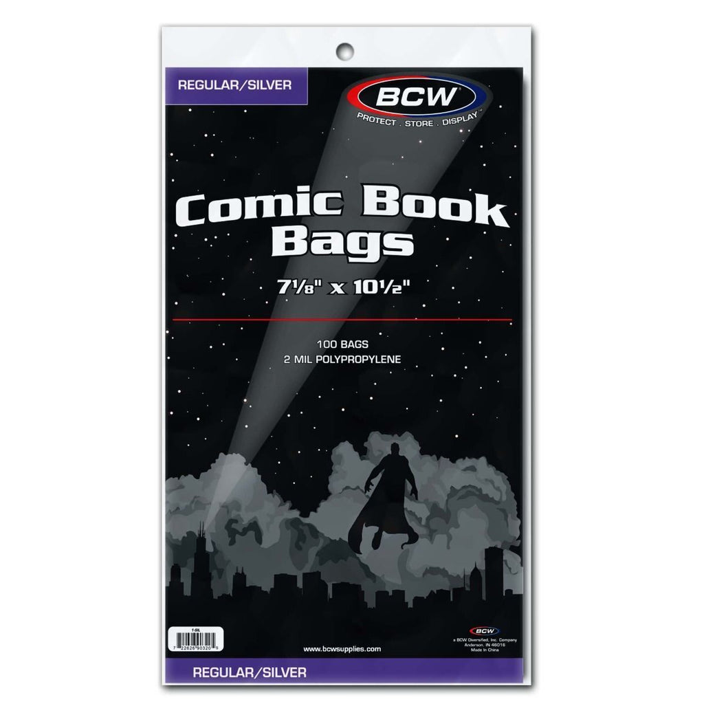 BCW Regular/Silver Comic Book Bags, 100 Bags per Pack