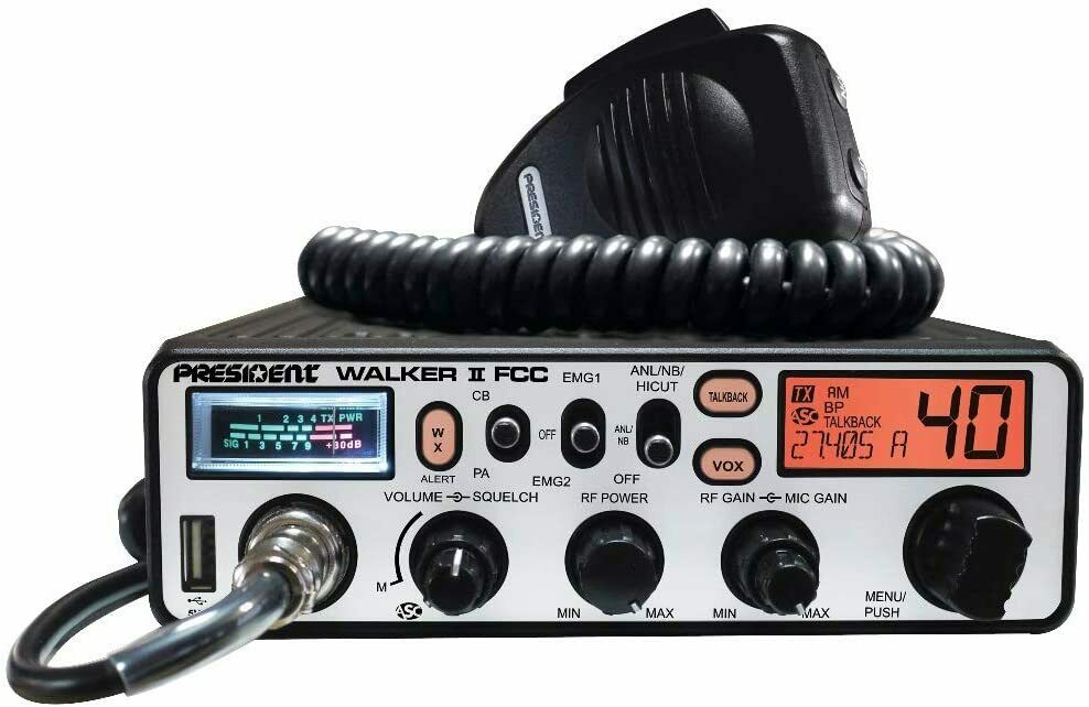 President Electronics WALKER II FCC AM Transceiver CB Radio, 40 Channels AM