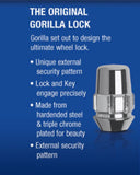 Gorilla Automotive Locking Lug Nuts, Set of 24 Factory Style Bulge Gorilla Lug Nuts, 14mm x 1.50 Thread
