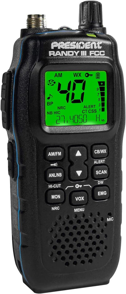 President Randy III FCC IP67 Handheld AM/FM CB Radio w/ IP67 Dust/Water Rating, 12/24V