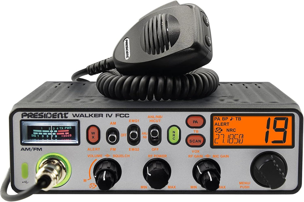 President Walker IV FCC AM/FM Trucker CB Radio with Automatic SWR/SWR Protection