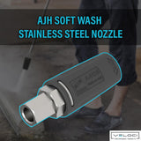 Veloci Performance AJH Soft Wash Nozzle Stainless Steel, Compatible with Downstream Units, Adjustable Pressure Washer Tips, 2 to 3 GPM