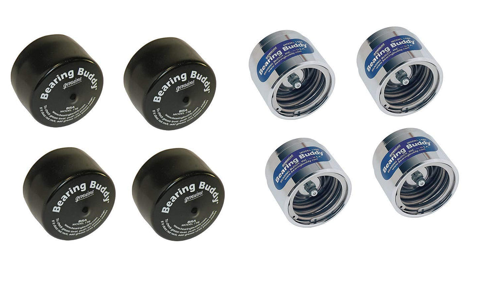 Bearing Buddy Wheel Bearing Protector, Chrome, 2 Pairs with Bra, 1.980"