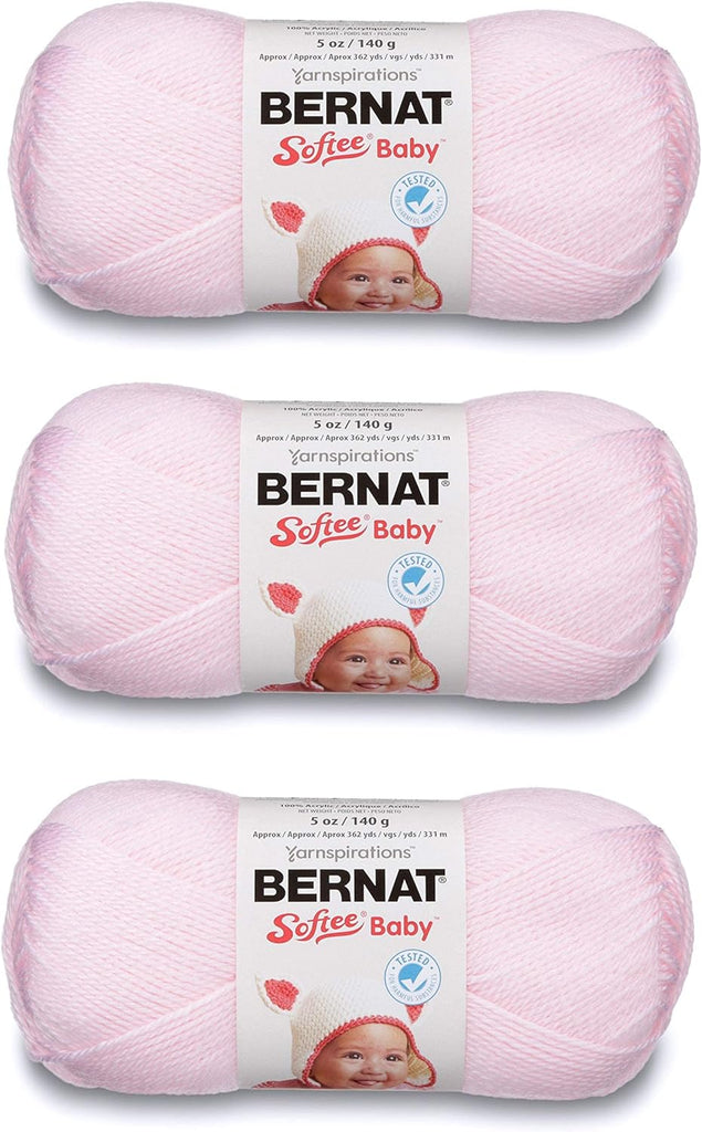 Bernat 166030-2001 Softee Baby Yarn - Solids - Pink (3 Pack)