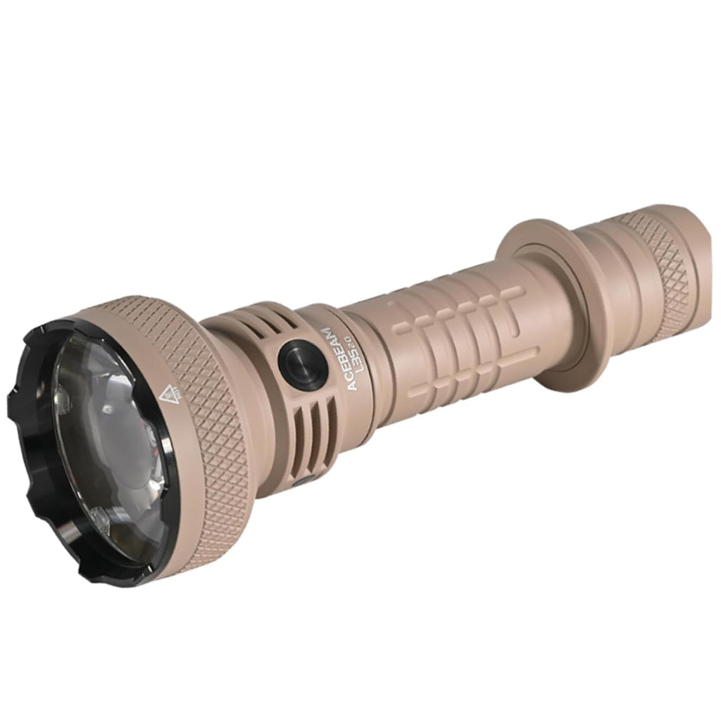 ACEBEAM L35 2.0 High Performance Flashlight, Desert Sand, 5000 Lumens, IP68 Dust & Waterproof, 650 Meter Throw, Stainless Steel Bezel