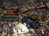 Fenix HM70R Headlamp, 1600 Lumens, High CRI White and Red Beams, 6000K, IP68 Waterproof, Large Thumb-Sized Switch, White, Neutral White, & RED Lights