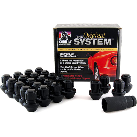 Gorilla Automotive Locking Lug Nuts, Set of 24 Factory Style Bulge Gorilla Lug Nuts, 14mm x 1.50 Thread