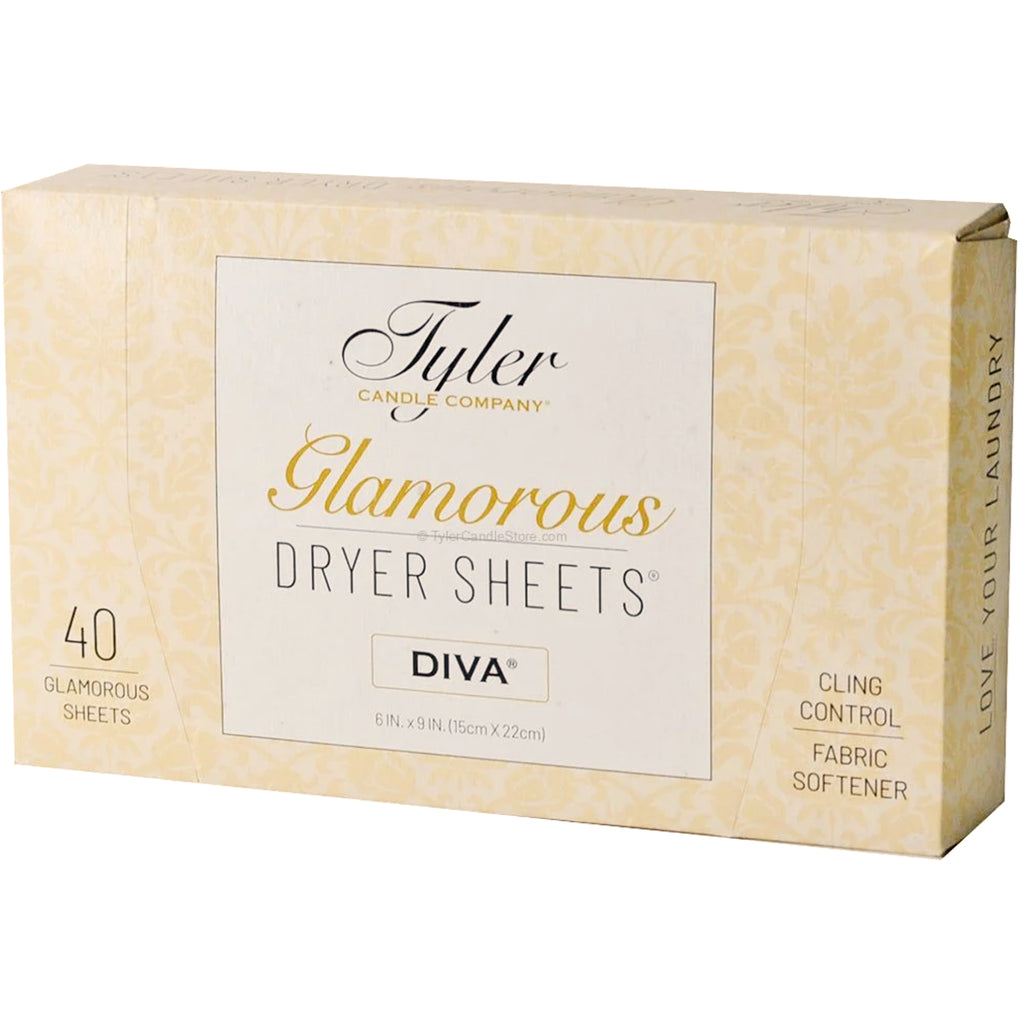 Tyler Candle Glamorous Dryer Sheets, Diva Fragrance, 80 Sheets, Fabric Softener, Reduce Static Cling, Great For Clothing