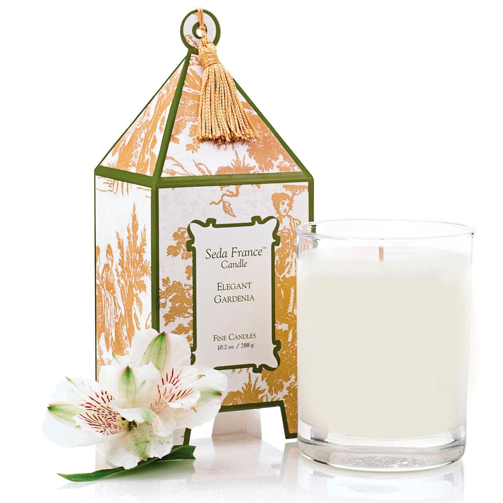 Seda France Elegant Gardenia Classic Toile Pagoda Box Candle 10.2 oz