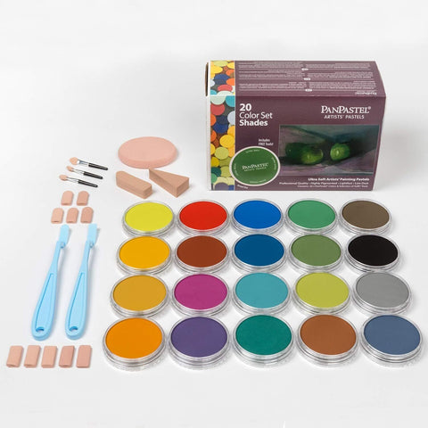Panpastel Ultra Soft Artist Pastel, 20 Color Shades Set w/ Sofft Tools
