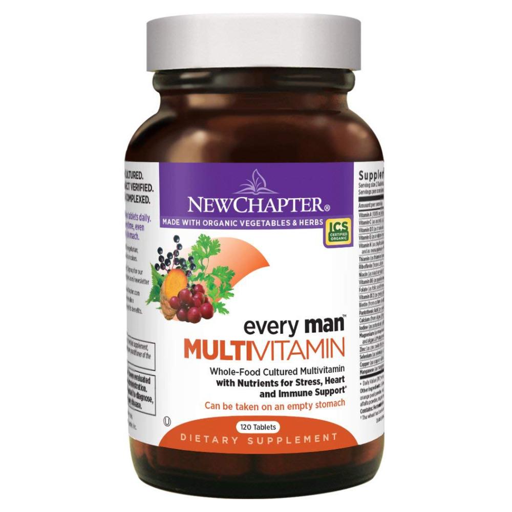 New Chapter Every Man, Men's Multivitamin Fermented with Probiotics + Selenium + B Vitamins + Vitamin D3 + Organic Non-GMO Ingredients - 120 Tablets