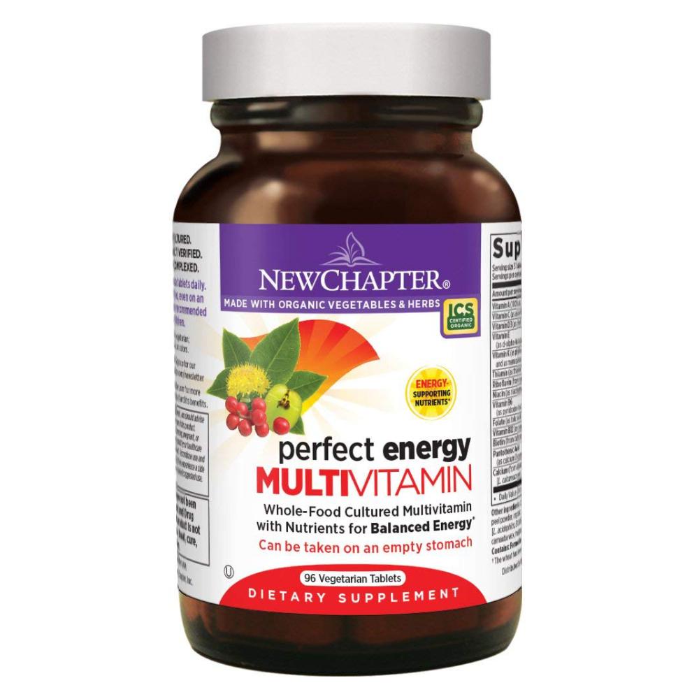 New Chapter Perfect Energy Multivitamin with Vitamin B12 + Vitamin B6 + Vitamin D3 - 96 Vegetarian Tablets
