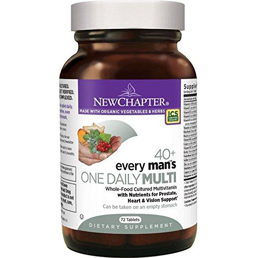 New Chapter Every Man's One Daily 40+, Men's Multivitamin Fermented with Probiotics + Saw Palmetto + B Vitamins + Vitamin D3 + Organic Non-GMO Ingredients - 72 Vegetarian Tablets