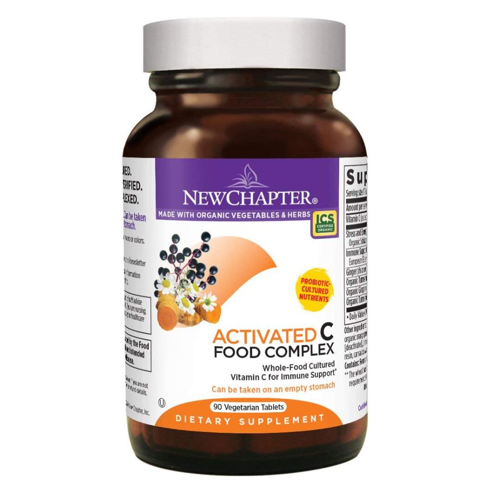 New Chapter Activated C Food Complex Whole-Food Vitamin C Supplement for Immune Support - 90 Vegetarian Tablets
