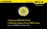 Nitecore MT21A CREE XP-E2 LED Flashlight 260 Lumens