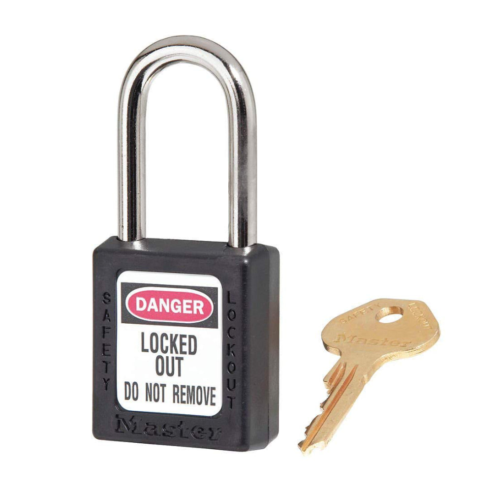 Master Lock Zenex Thermoplastic Safety Padlock Keyed Alike - Lockout Tagout - 410KABLK Black