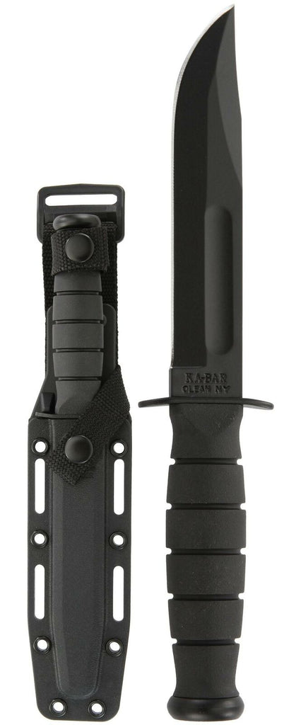 KA-BAR 1258 Short Point Knife - Hard Sheath, Black, Tactical Military Hunting