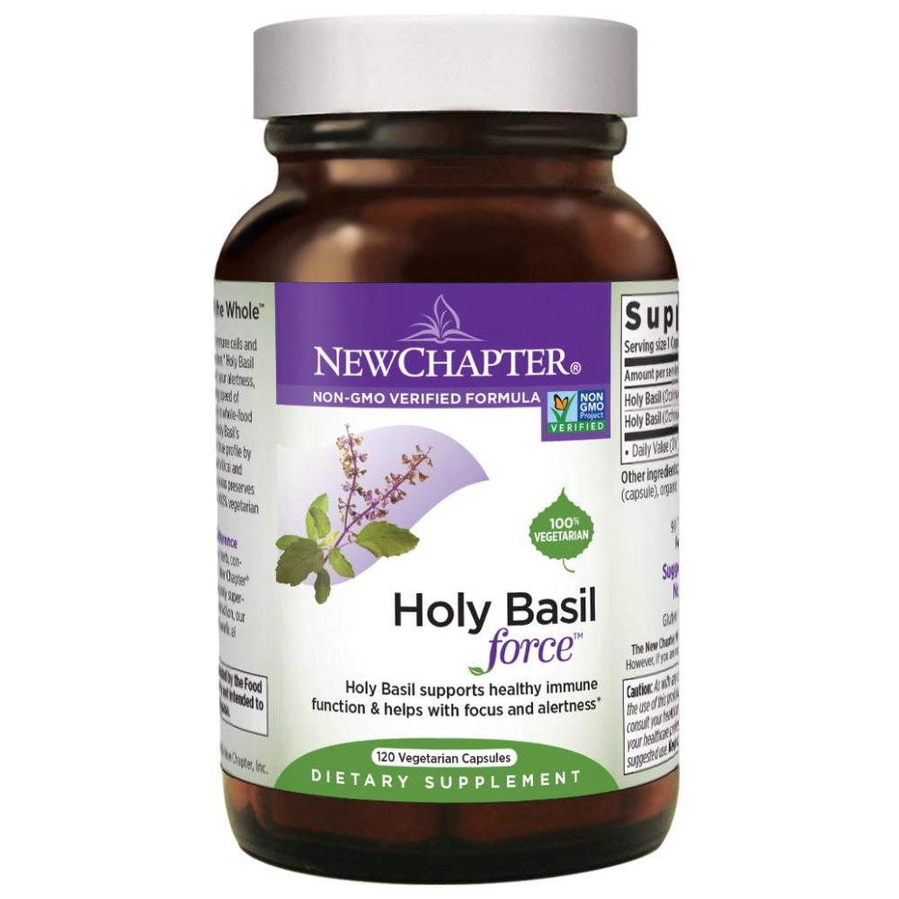 New Chapter Holy Basil Force Supplement Supports Healthy Immune System, Memory, Focus Non-GMO - 120 Vegetarian Capsules