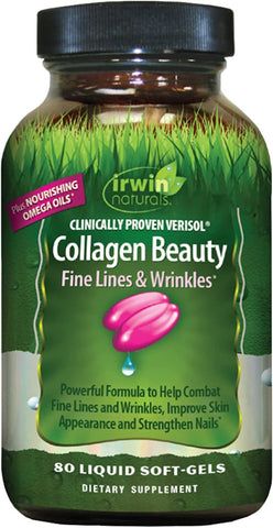 Irwin Naturals Collagen Beauty - 80 Liquid Softgels - Helps Combat Fine Lines & Wrinkles, Improves Skin Appearance & Strengthens Nails - 13 Total Servings