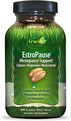 Irwin Naturals EstroPause Menopause & Women's Health Support Supplement - Powerful Herbal & Mineral Blend with Calcium, Magnesium, Black Cohosh, Chaste Tree - Enhanced Absorption - 80 Liquid Softgels