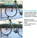 Lumintrail Bicycle Floor Parking Rack Stand for Mountain and Road Bike BS-7076-02-2 Adjustable Fit Up To 29" Wheels with Tire Width Up To 2.25", Push-On Design, Rubber Feet For Non-Slip