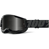 100% Strata 2 Sand Goggles for Desert Riding, Black Frame with Smoke Lens