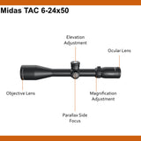 Athlon Optics Midas Tac Rifle Scope 6-24x50 MOA Reticle