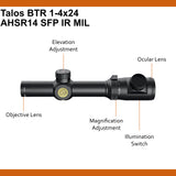 Athlon Optics Talos BTR Rifle Scope 1-4x24 Second Focal Plane Illuminated MIL Reticle