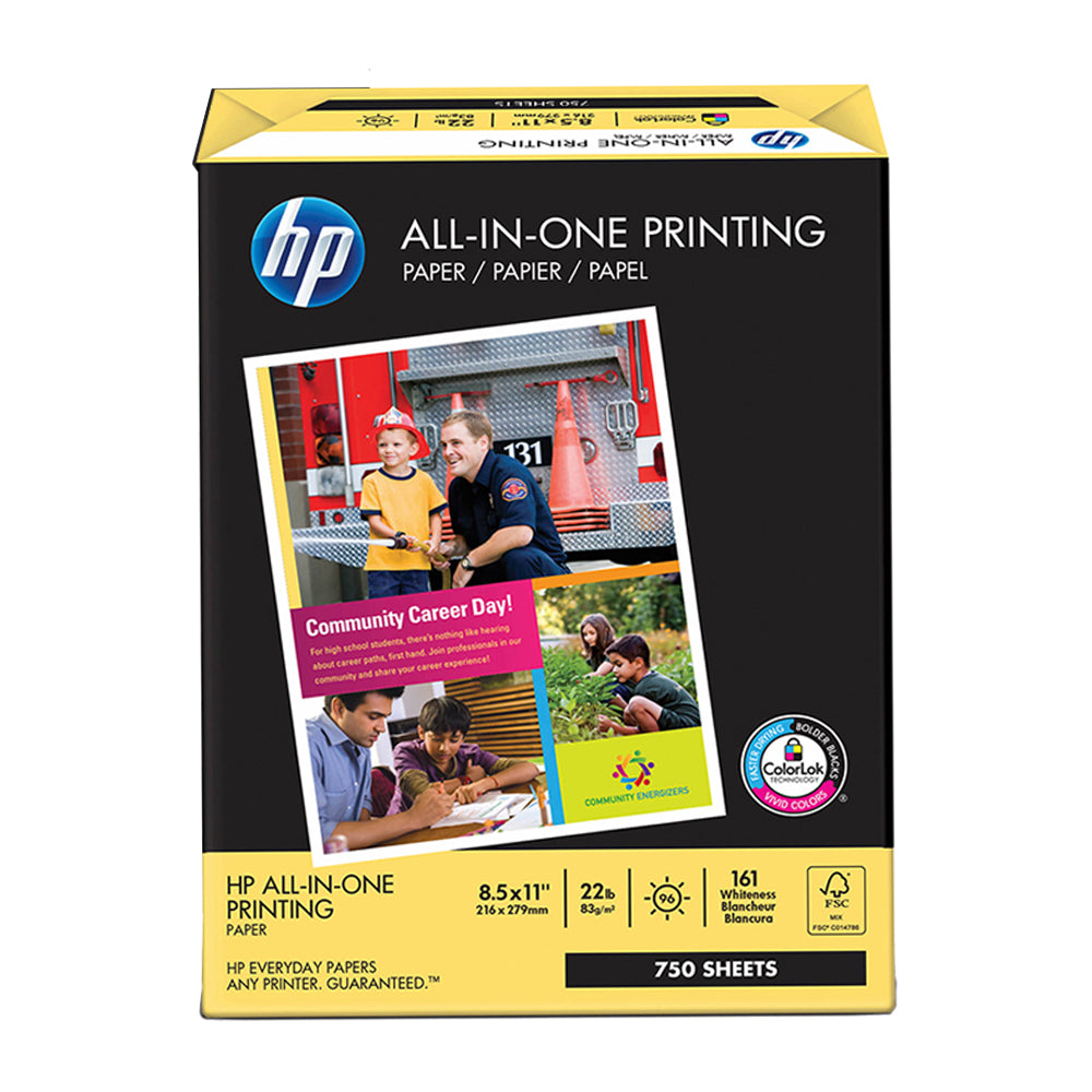 HP Printer Paper All In One22 22 lb 8.5 x 11 Letter 96 Bright 750 Shee –  LightJunction